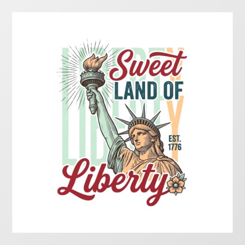 Vintage Sweet Land of Liberty Patriotic Shirt Desi Window Cling