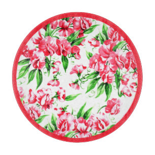 Vintage Sweet Pea Floral with Border Cutting Board