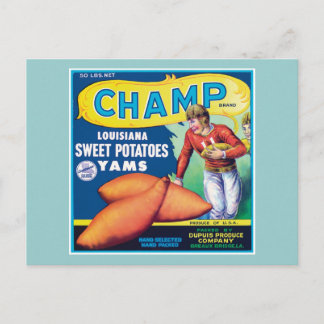 Vintage Sweet Potatoes Food Product Label Postcard