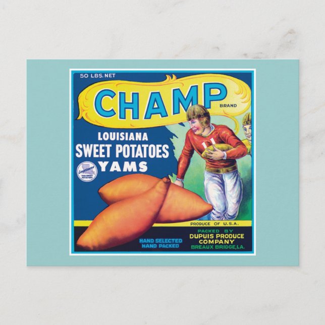 Vintage Sweet Potatoes Food Product Label Postcard (Front)