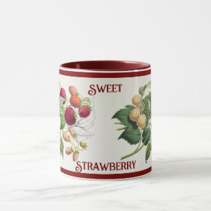 Vintage Sweet Strawberry Art Personalized Name Mug