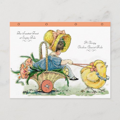 VINTAGE SWEETEST TREAT CHIRPY CHICKIES HOLIDAY POSTCARD