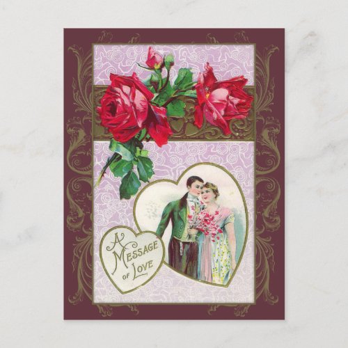 Vintage Sweethearts Valentine Postcard