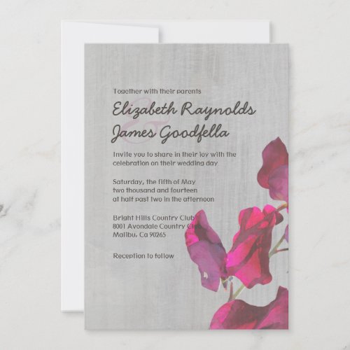 Vintage Sweetpea Wedding Invitations