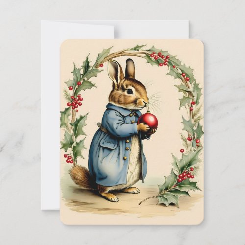 vintage sweety bunny christmas holiday card