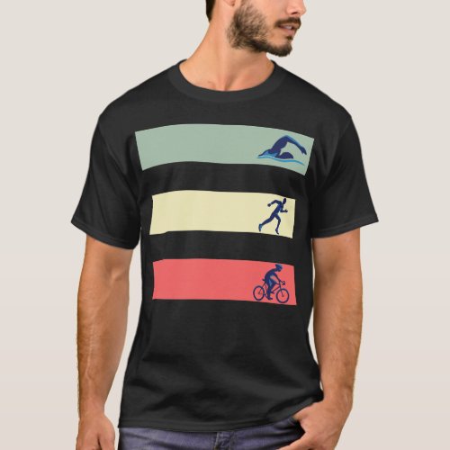 Vintage Swim Bike Run Triathlon T_Shirt Tee Gift