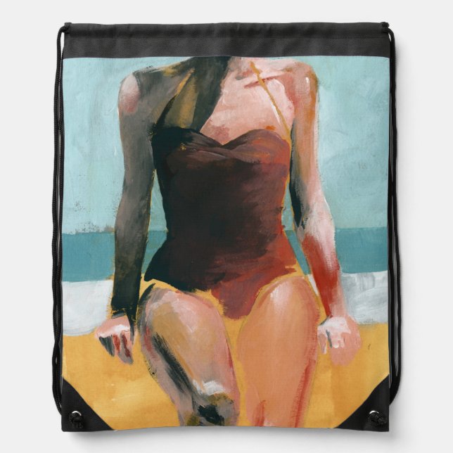 Vintage Swim - Red Swimsuit Drawstring Bag (Front)