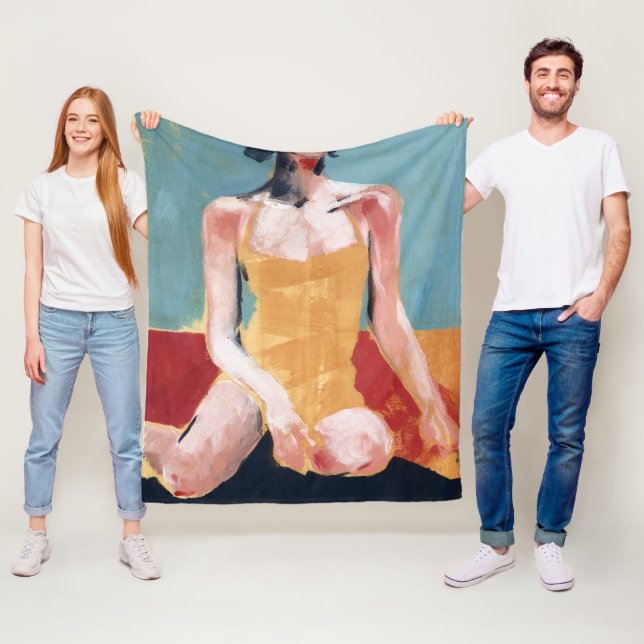 Vintage Swim - Yellow Swimsuit Fleece Blanket (In Situ)