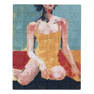 Vintage Swim - Yellow Swimsuit Jigsaw Puzzle