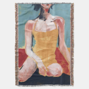 Vintage Swim - Yellow Swimsuit Throw Blanket