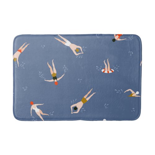 Vintage Swimmers Pattern Bath Mat