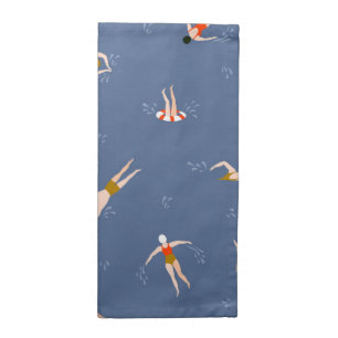 Vintage Swimmers Pattern Cloth Napkin