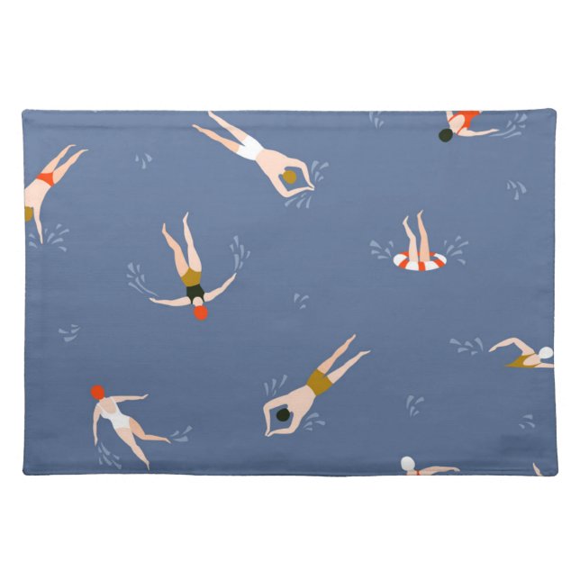 Vintage Swimmers Pattern Cloth Placemat (Front)
