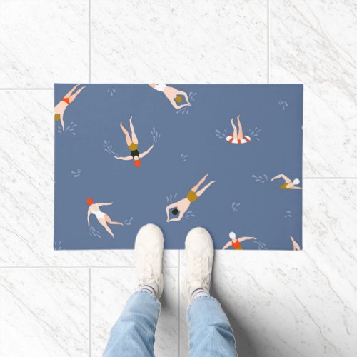 Vintage Swimmers Pattern Doormat