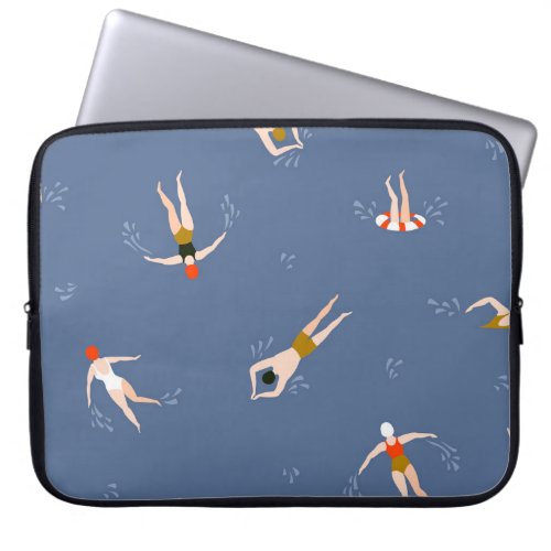 Vintage Swimmers Pattern Laptop Sleeve