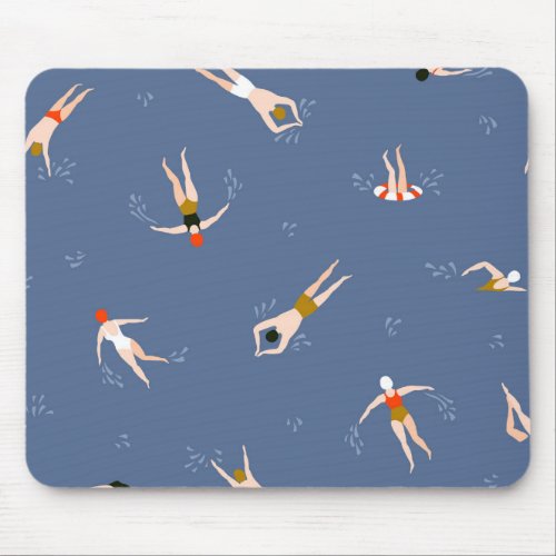 Vintage Swimmers Pattern Mouse Pad