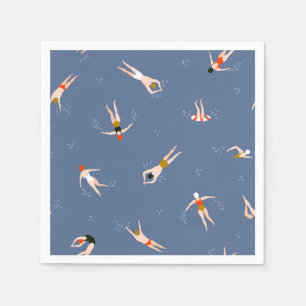Vintage Swimmers Pattern Napkins