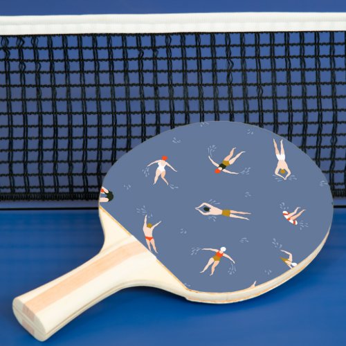 Vintage Swimmers Pattern Ping Pong Paddle