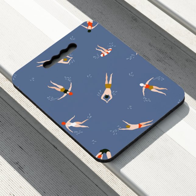 Vintage Swimmers Pattern Seat Cushion (In Situ)