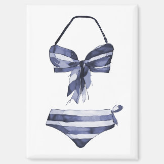 Vintage Swimsuit Navy Striped Bikini Magnet