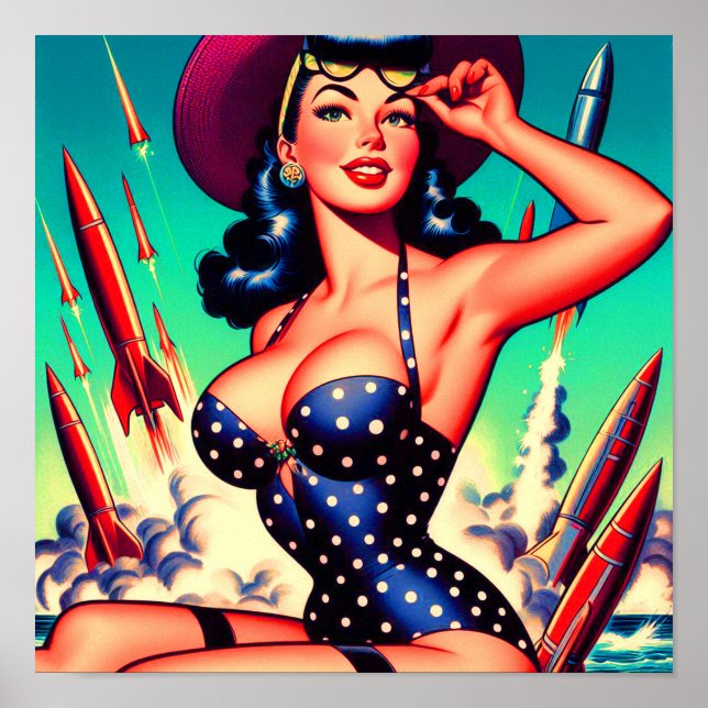 Vintage Swimsuit Pin-up Poster (Front)
