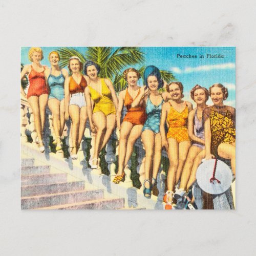 Vintage Swimsuit Women Beauties Peaches in Florida Postcard