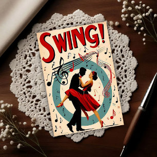 Vintage Swing Dance Night Postcard