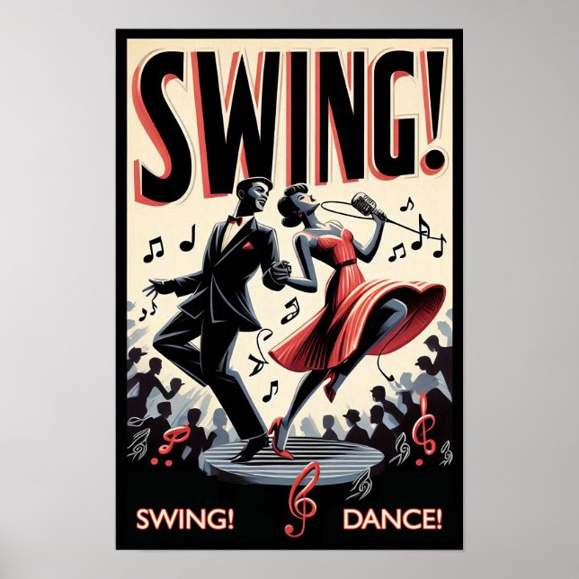 Vintage Swing Dance Night Poster (Front)