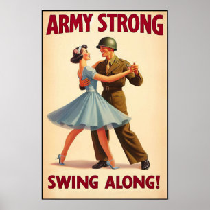 Vintage Swing Dance Salute to Military Service Poster