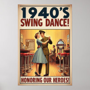 Vintage Swing Dance Salute to Military Service Poster