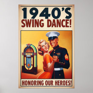 Vintage Swing Dance Salute to Military Service  Poster