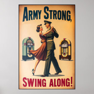 Vintage Swing Dance Salute to Military Service Poster