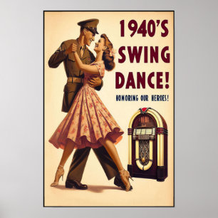 Vintage Swing Dance Salute to Military Service Poster