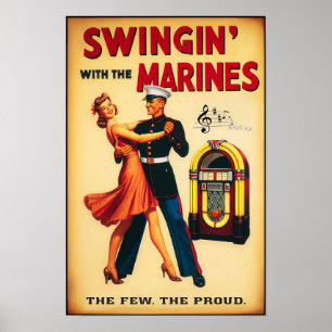 Vintage Swing Dance Salute to Military Service Poster