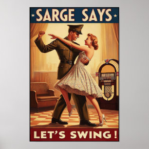 Vintage Swing Dance Salute to Military Service Poster