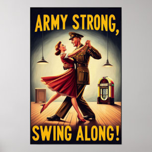 Vintage Swing Dance Salute to Military Service Poster