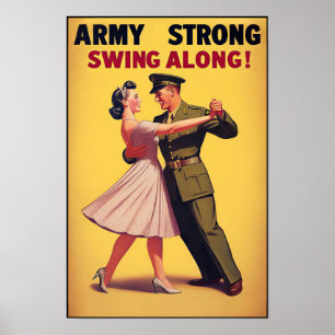 Vintage Swing Dance Salute to Military Service  Poster