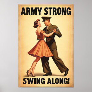 Vintage Swing Dance Salute to Military Service Poster
