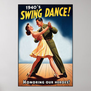 Vintage Swing Dance Salute to Military Service  Poster