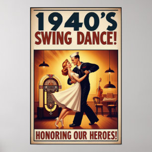 Vintage Swing Dance Salute to Service  Poster