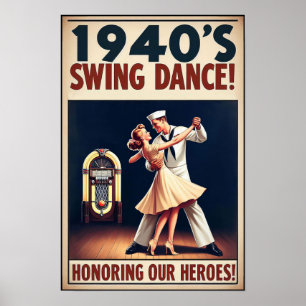Vintage Swing Dance Salute to Service  Poster