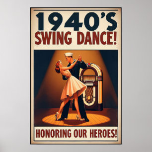 Vintage Swing Dance Salute to Service Poster