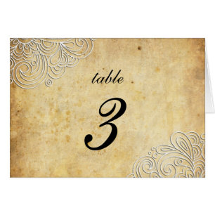 Vintage Swirl Damask Wedding Table Number