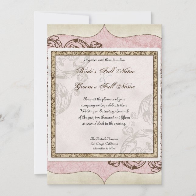 Vintage Swirl Etchings - Wedding Invitation (Front)