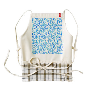 Vintage Swirl Floral Blue and White Zazzle HEART Apron