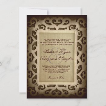 Vintage Swirl Frame Rustic Country Wedding Invites by RusticCountryWedding at Zazzle