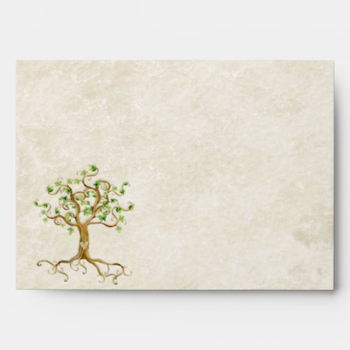 Vintage Swirl Tree Roots Antique Parchment Wedding Envelope