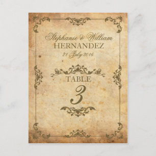 Vintage Swirl Wedding Reception Table Number