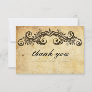 Vintage Swirl Wedding Thank You Card
