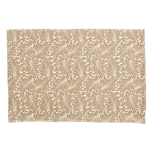 Vintage Swirling Leaf Patterns on White Back Pillow Case